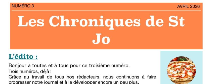 Troisième numéro de la revue "Les Chroniques de St Jo"