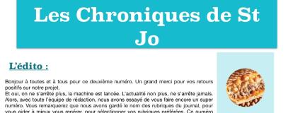 Deuxième numéro de la revue "Les chroniques de St Jo"