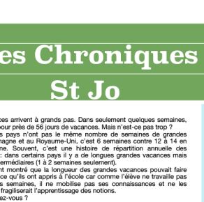 Quatrième numéro de la revue "Les Chroniques de St Jo"